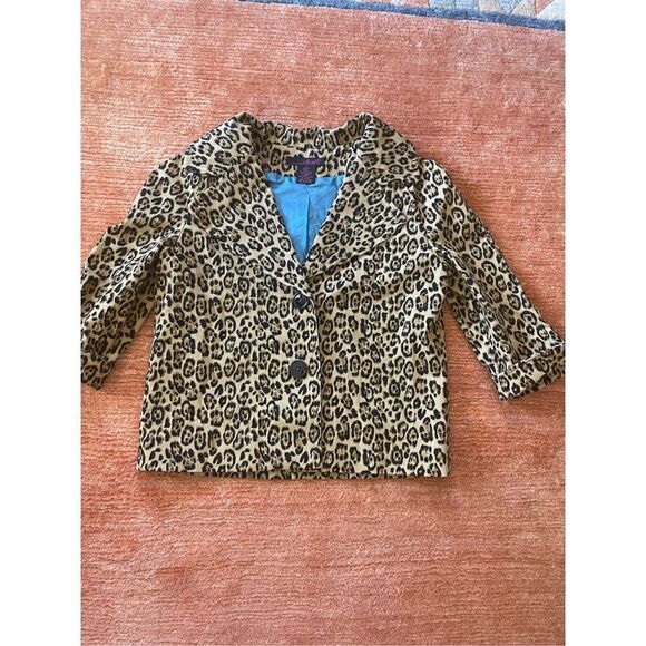 Willi Smith vintage cheetah animal print 3/4 sleeves blazer jacket size 4 - Picture 2 of 7